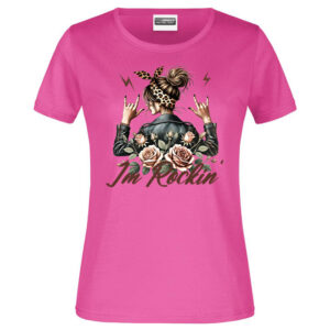 "I am Rockin" Damen T-Shirt Pink